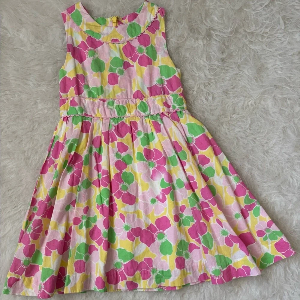 Lilly Pulitzer Bright Floral Cotton Dress in Pink, Yellow & Green